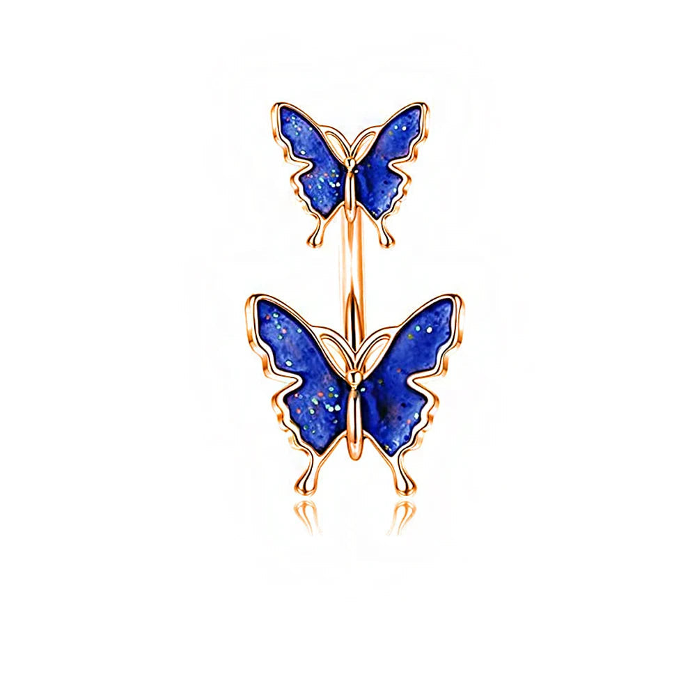 Shiny Belly Ring Butterfly Jewelry