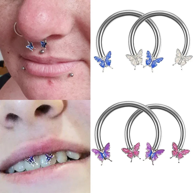 Circular Hoop Ring Butterfly Jewelry