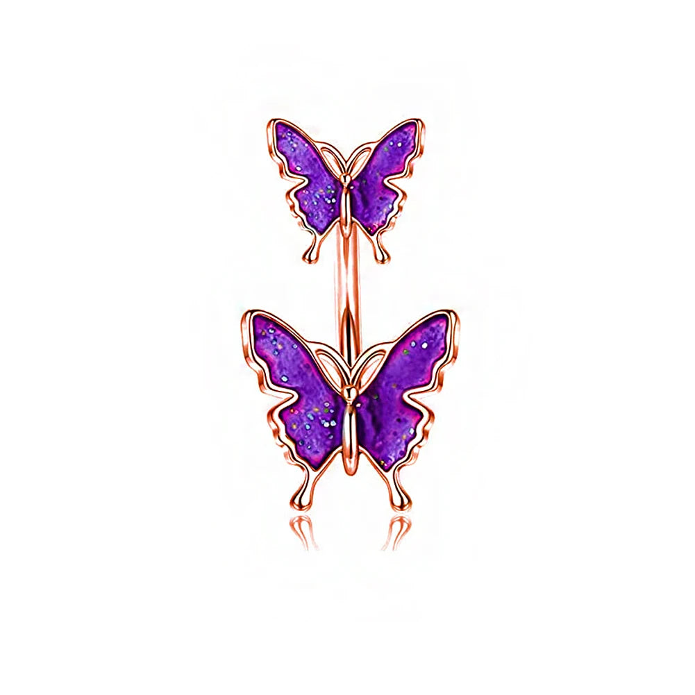 Shiny Belly Ring Butterfly Jewelry