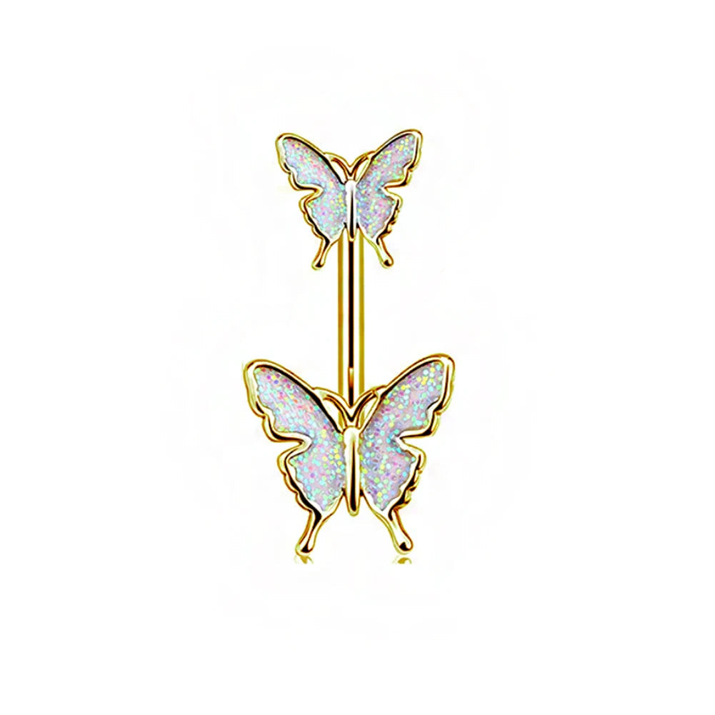 Shiny Belly Ring Butterfly Jewelry