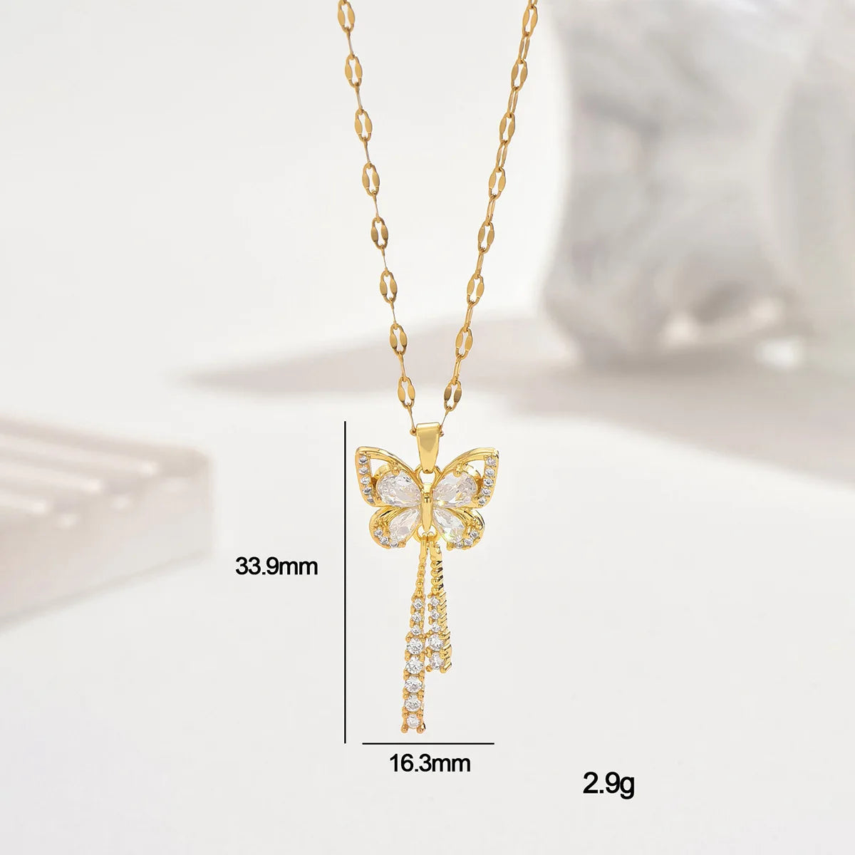 Zircon Tassel Necklace