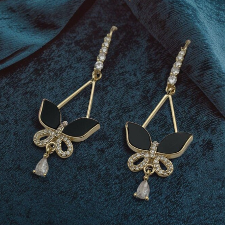 "Noir Éclat" Butterfly Earrings