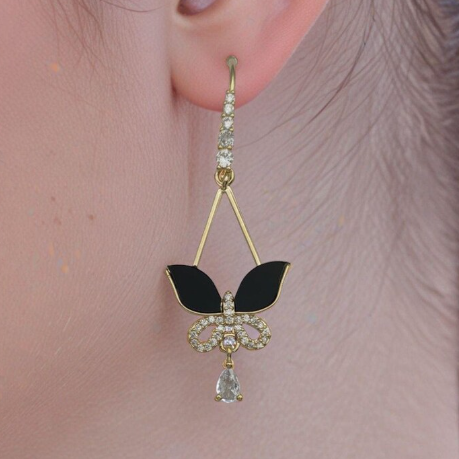 "Noir Éclat" Butterfly Earrings Butterfly Jewelry