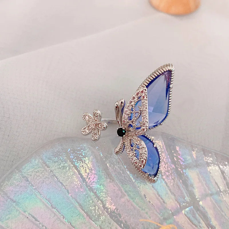 Flower Butterfly Ring Butterfly Jewelry