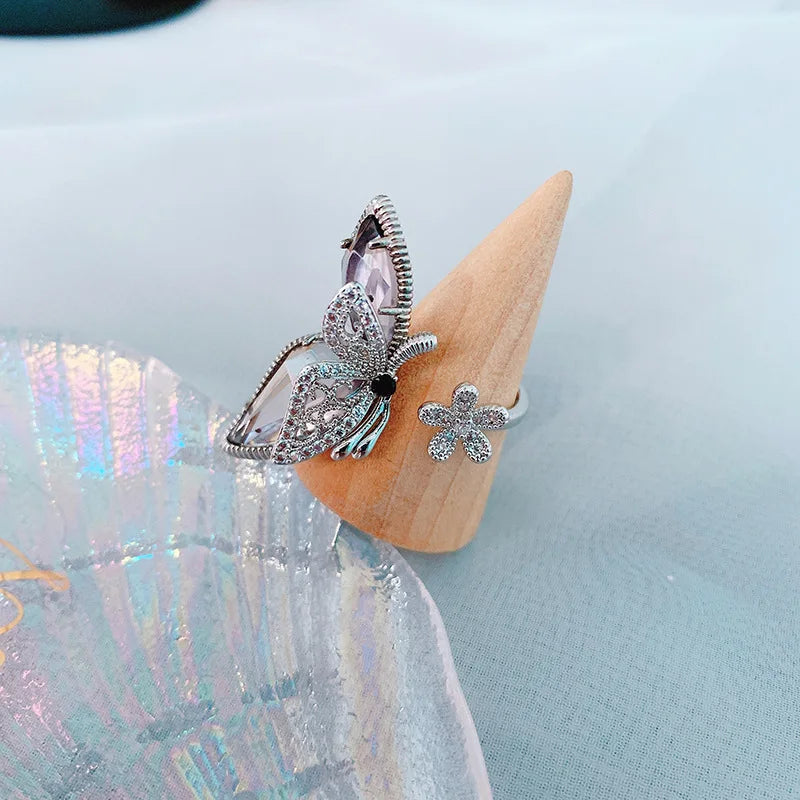 Flower Butterfly Ring Butterfly Jewelry