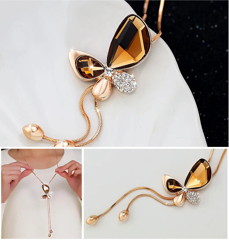 Crystal Tassel Pendant Butterfly Jewelry