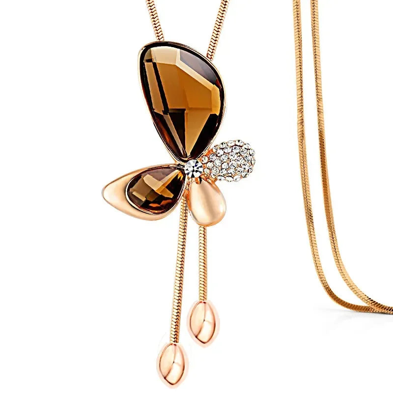 Crystal Tassel Pendant Butterfly Jewelry