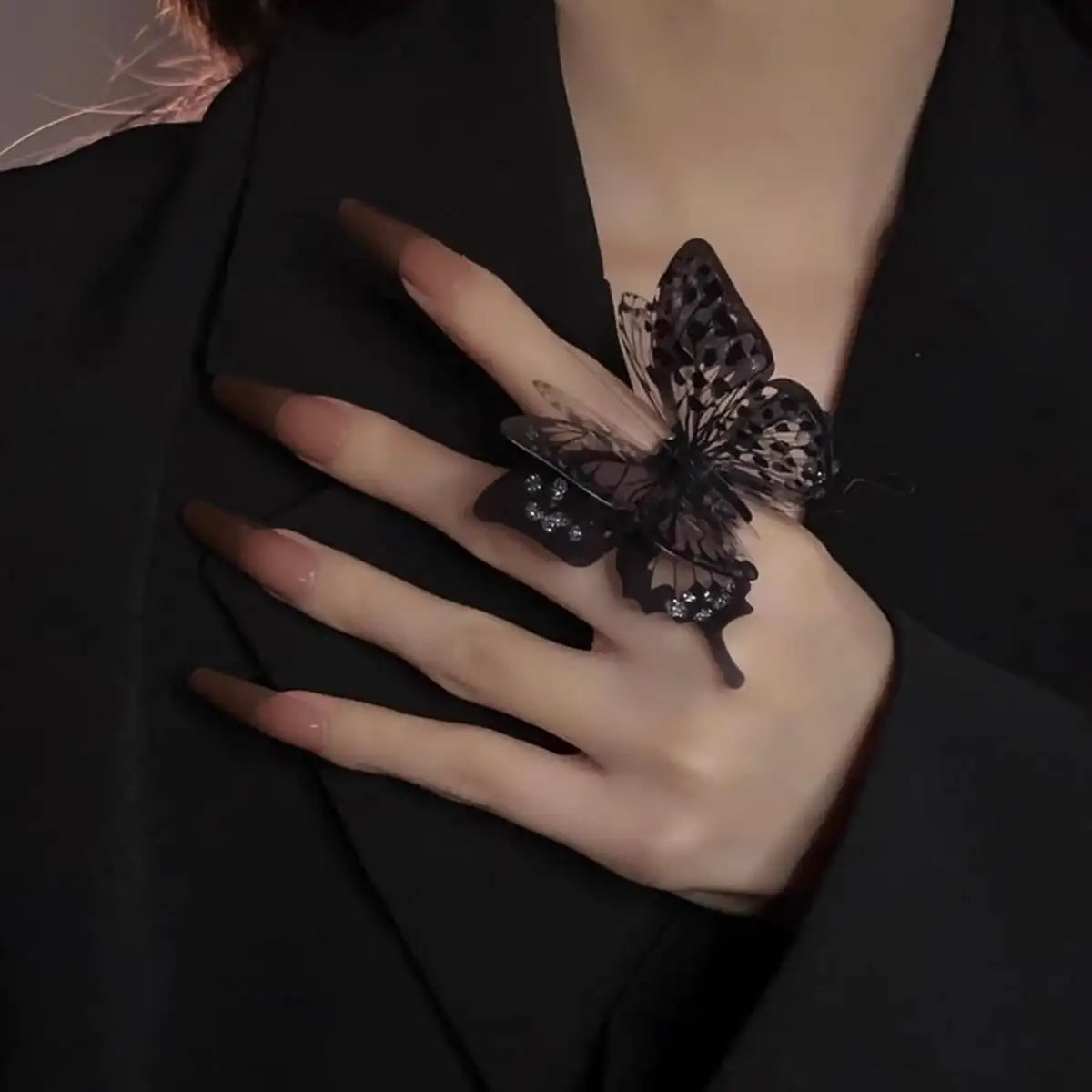 Black Butterfly Ring Butterfly Jewelry