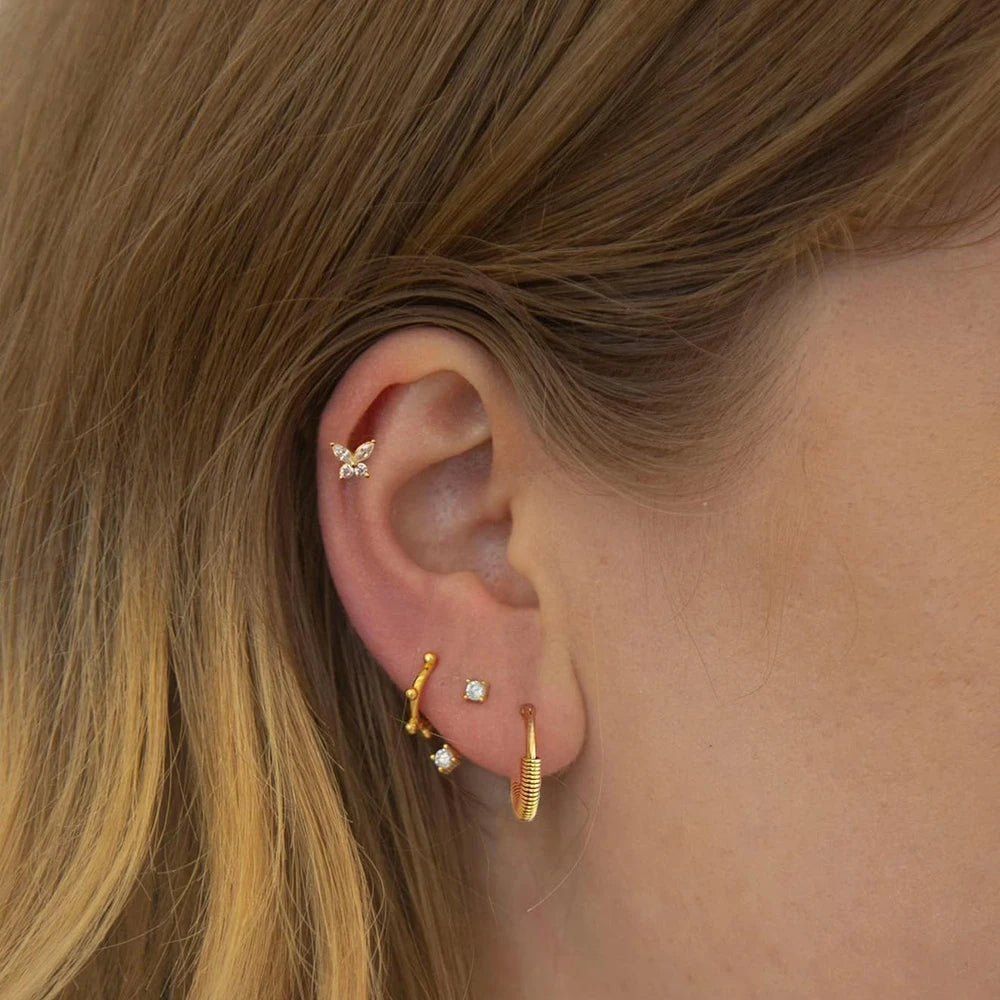 Gold CZ Studs Butterfly Jewelry
