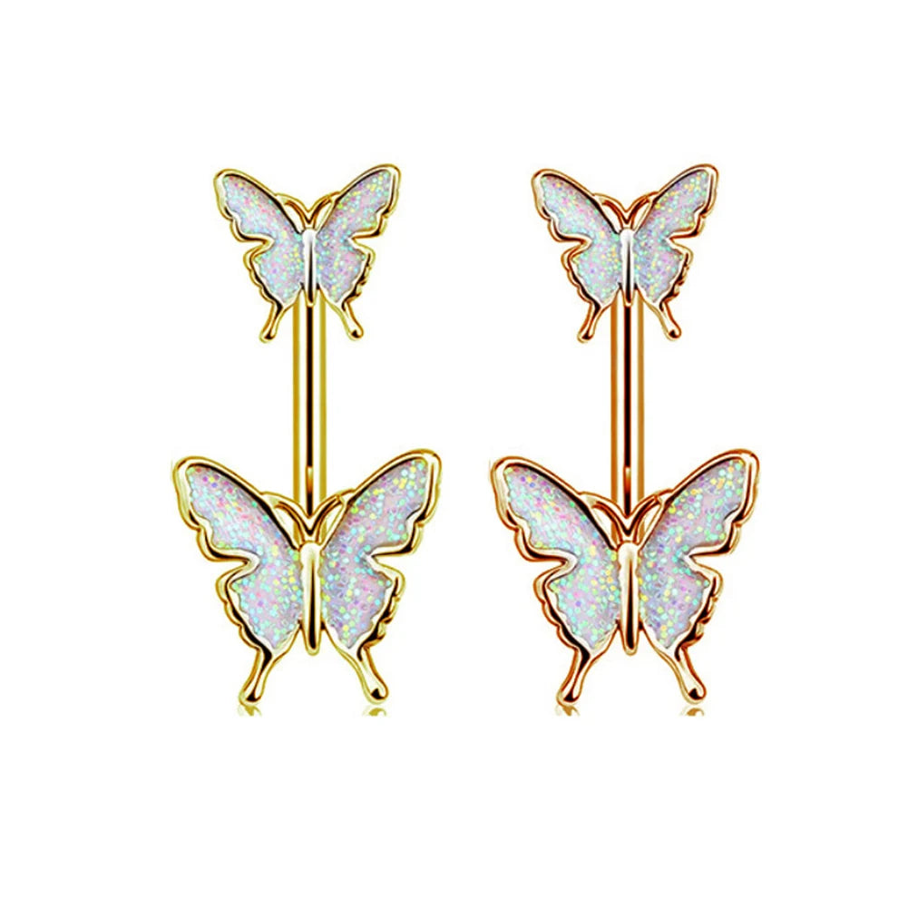 Shiny Belly Ring Butterfly Jewelry
