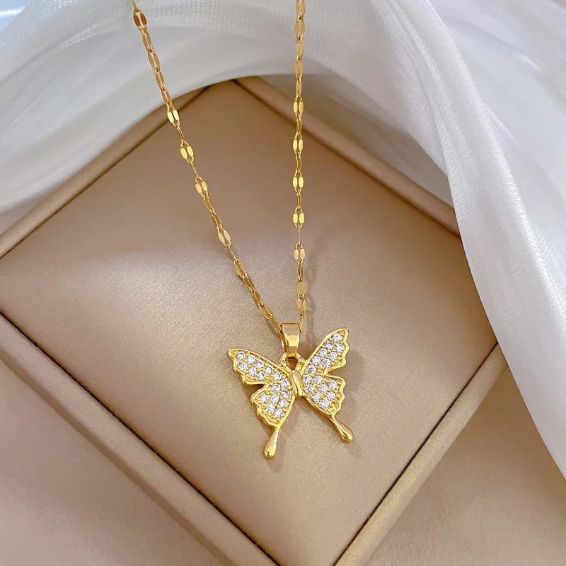 Gold Butterfly Necklace Butterfly Jewelry