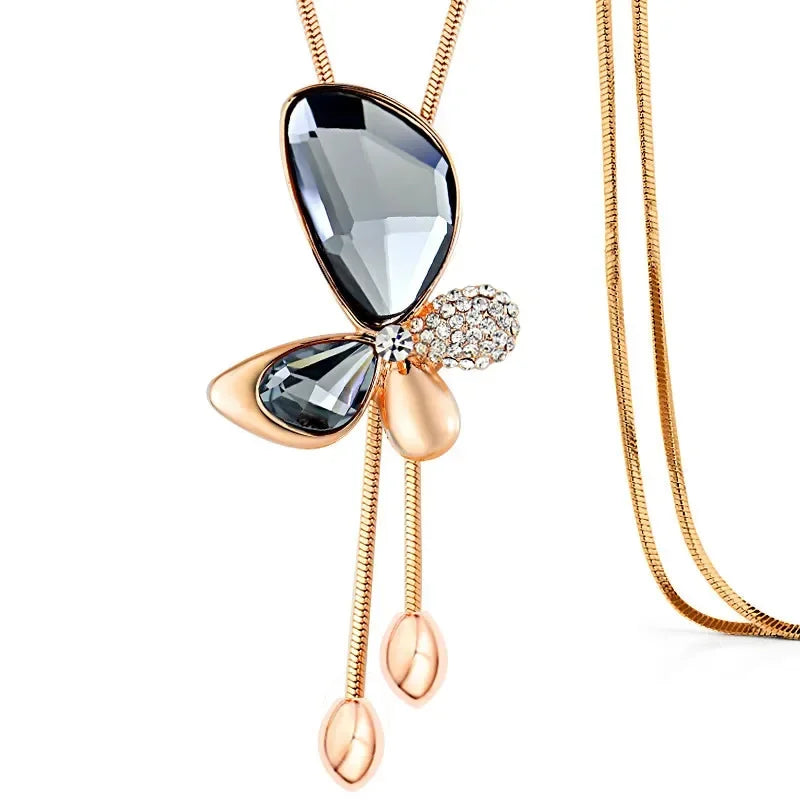 Crystal Tassel Pendant Butterfly Jewelry