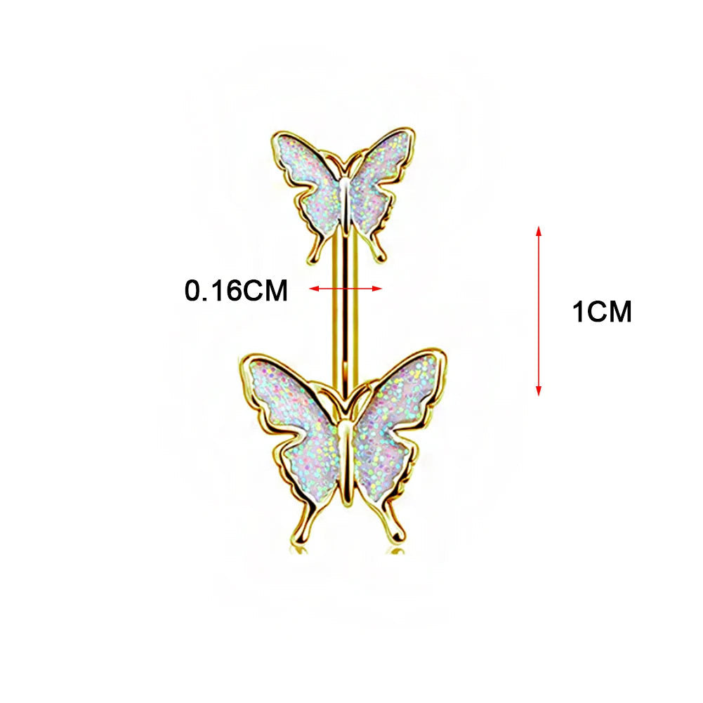 Shiny Belly Ring Butterfly Jewelry