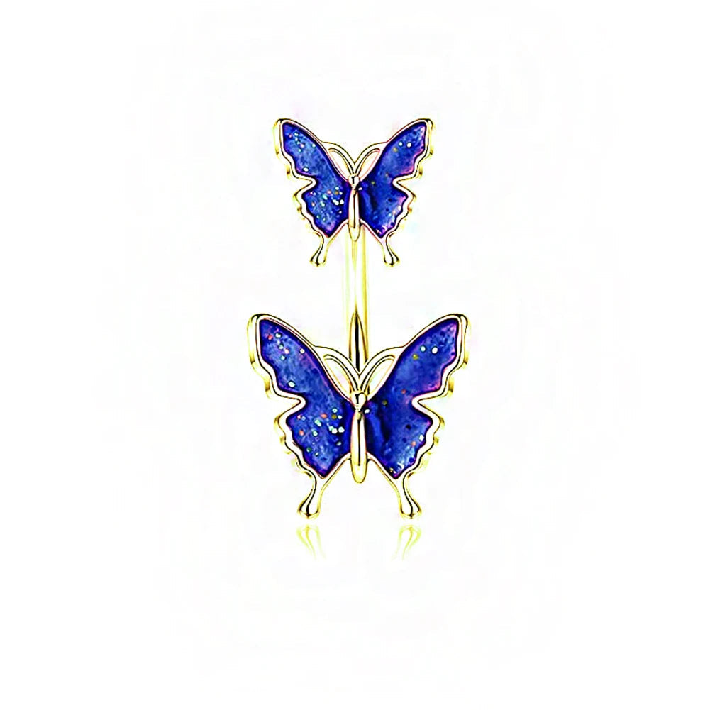 Shiny Belly Ring Butterfly Jewelry