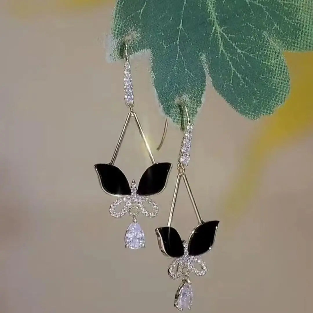 "Noir Éclat" Butterfly Earrings Butterfly Jewelry