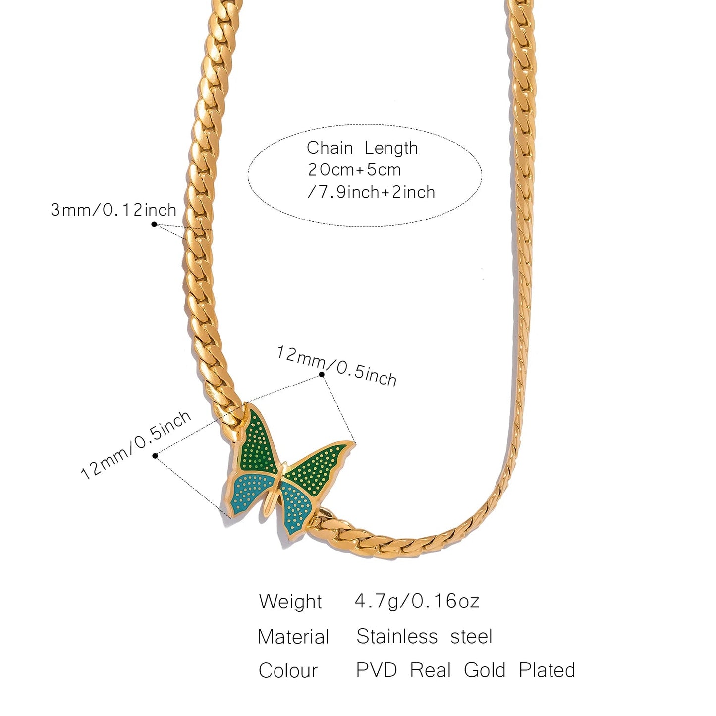 Green Butterfly Chain Butterfly Jewelry