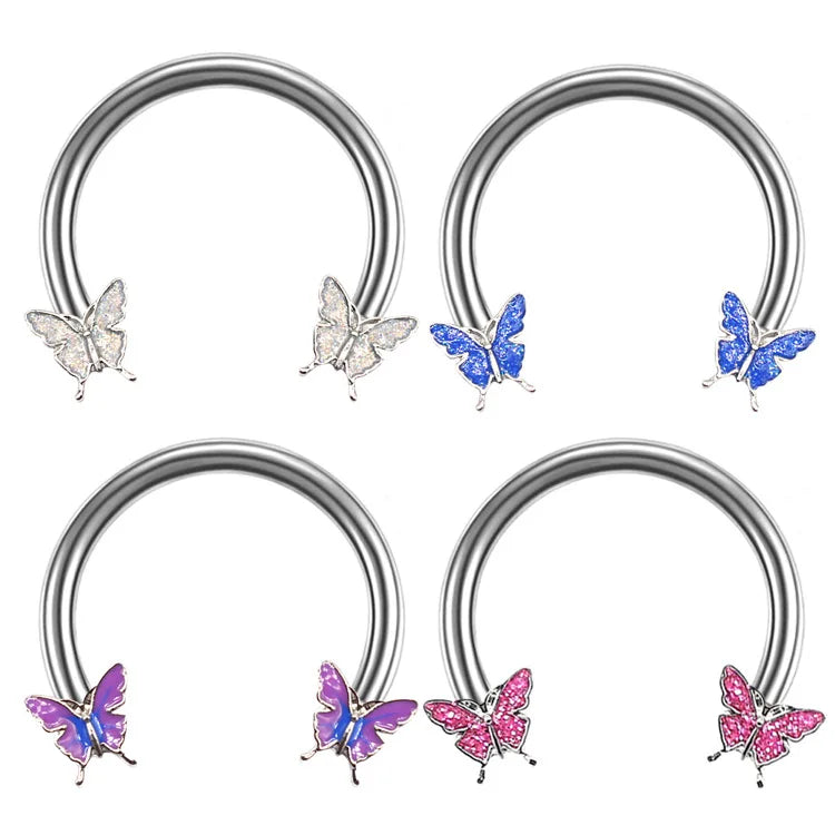 Circular Hoop Ring Butterfly Jewelry