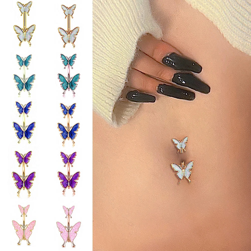 Shiny Belly Ring Butterfly Jewelry