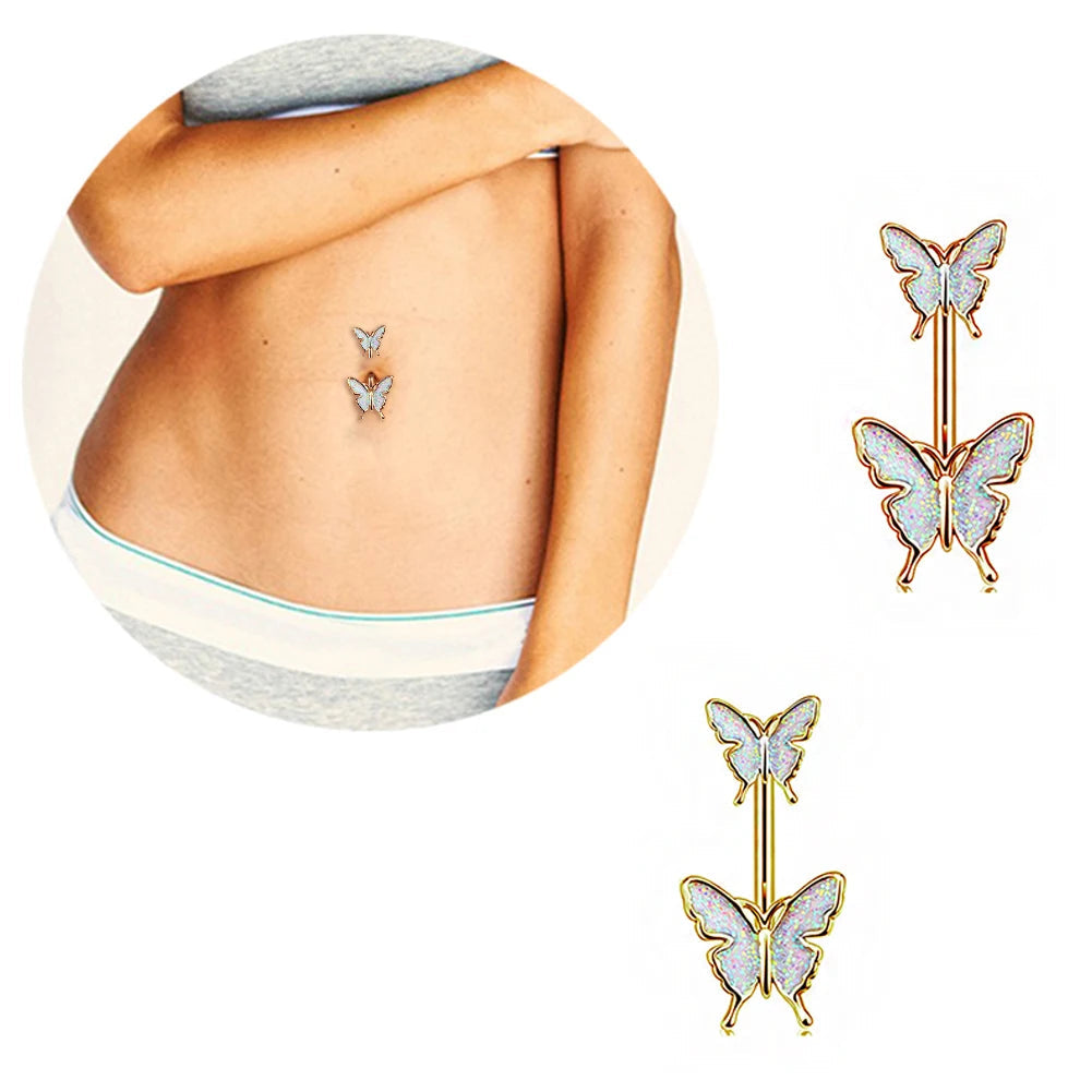 Shiny Belly Ring Butterfly Jewelry