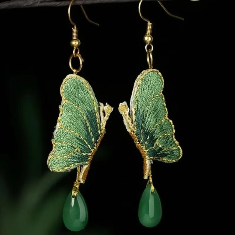 Embroidered Butterfly Earrings