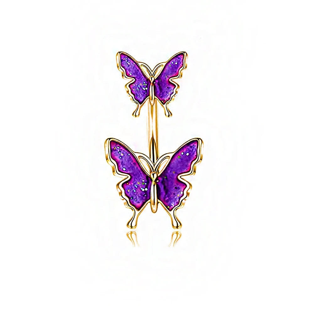 Shiny Belly Ring Butterfly Jewelry