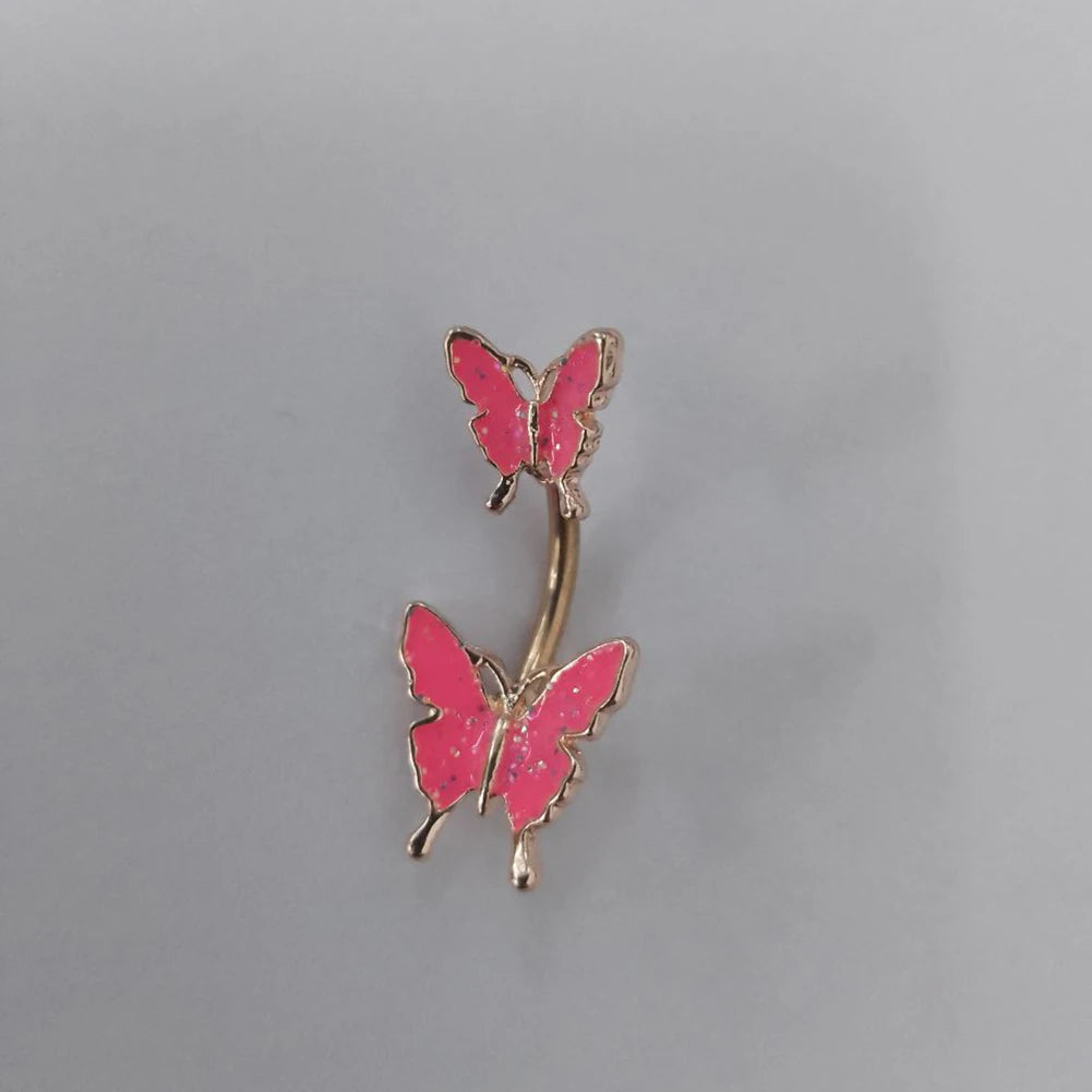 Shiny Belly Ring Butterfly Jewelry